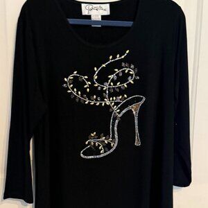 Black Cotton/Spandex Top